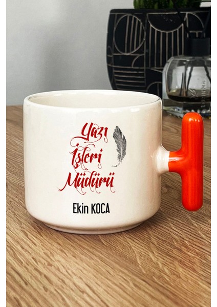 Kişiye Özel Yazı Işleri Müdürü Kupa Bardak T Kulplu Turuncu fiyatları