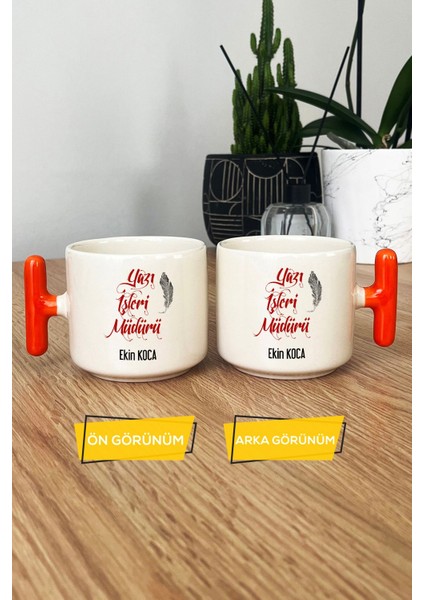 Kişiye Özel Yazı Işleri Müdürü Kupa Bardak T Kulplu Turuncu modelleri