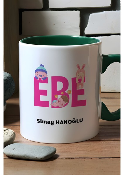 Kişiye Özel Ebe Kupa Bardak Yeşil Tıp Bayramı Hediyesi