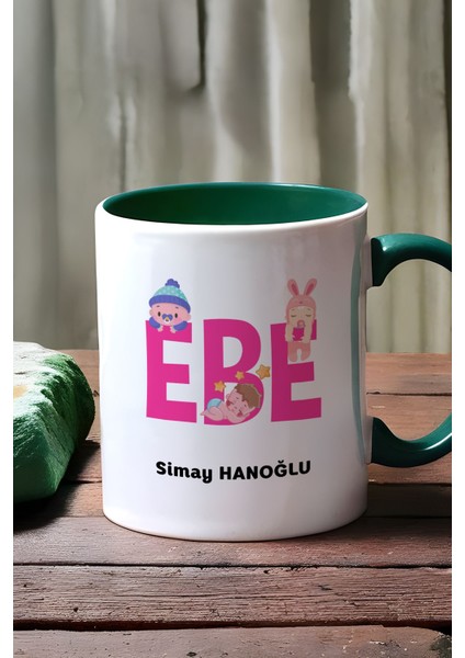 Kişiye Özel Ebe Kupa Bardak Yeşil Tıp Bayramı Hediyesi