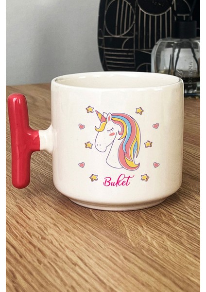 Kişiye Özel Unicorn Kupa Bardak T Kulplu Pembe Kız Çocuğa Doğum Günü Hediyesi