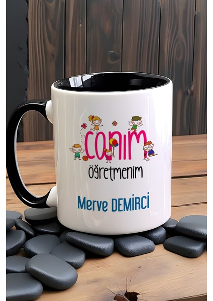 Kişiye Özel Sınıf Öğretmenine Hediye Kupa Bardak Siyah Canım Öğretmenim