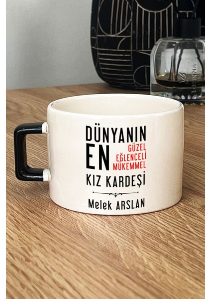 Kişiye Özel Kız Kardeş Lüks Fincan Siyah Kız Kardeşe Doğum Günü Hediyesi