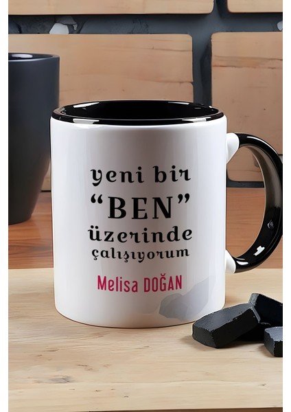 Kişiye Özel Yeni Bir Ben Kupa Bardak Siyah Motto Arkadaşa Kardeşe Hediye modelleri