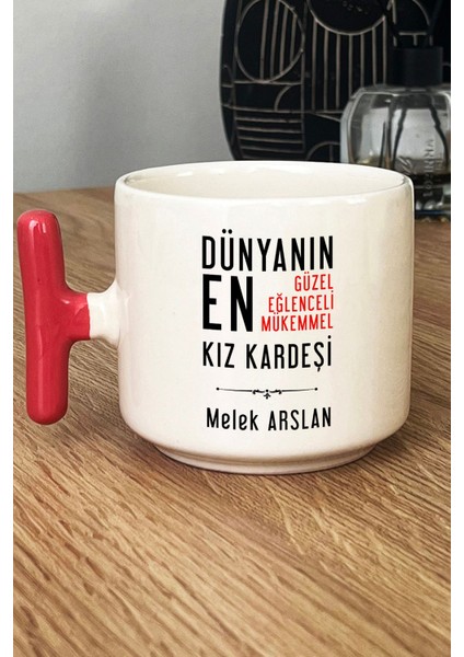 Kişiye Özel Kız Kardeş Kupa Bardak T Kulplu Pembe Kız Kardeşe Doğum Günü Hediyesi