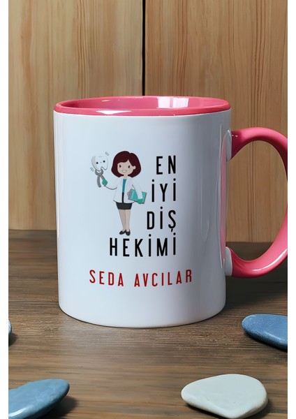 Kişiye Özel Kadın En Iyi Diş Hekimi Kupa Bardak Pembe
