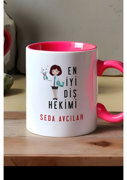 Kişiye Özel Kadın En Iyi Diş Hekimi Kupa Bardak Pembe modelleri