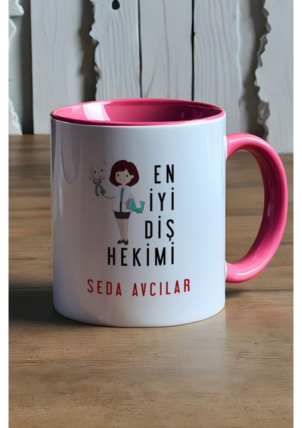 Kişiye Özel Kadın En Iyi Diş Hekimi Kupa Bardak Pembe fırsatları