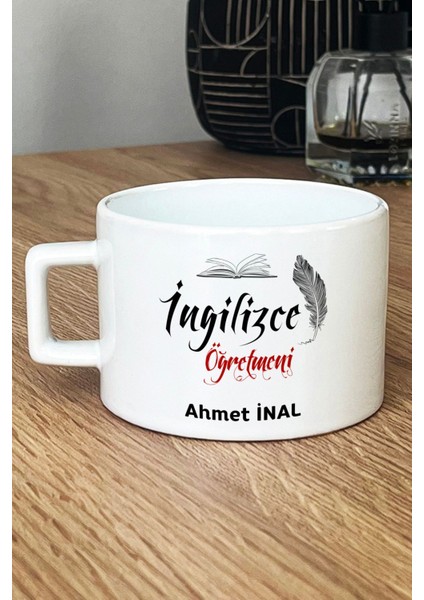 Kişiye Özel Ingilizce Öğretmeni Lüks Fincan Beyaz Öğretmenler Günü Hediyesi