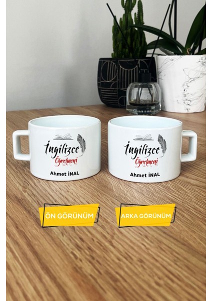 Kişiye Özel Ingilizce Öğretmeni Lüks Fincan Beyaz Öğretmenler Günü Hediyesi