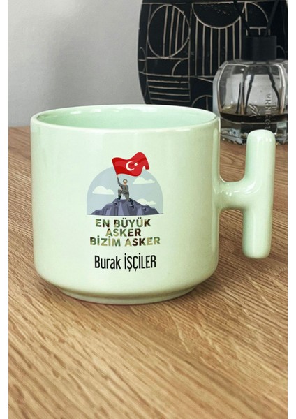 Kişiye Özel En Büyük Asker Pastel T Kulplu Kupa Bardak Yeşil Askere Hediye fiyatları