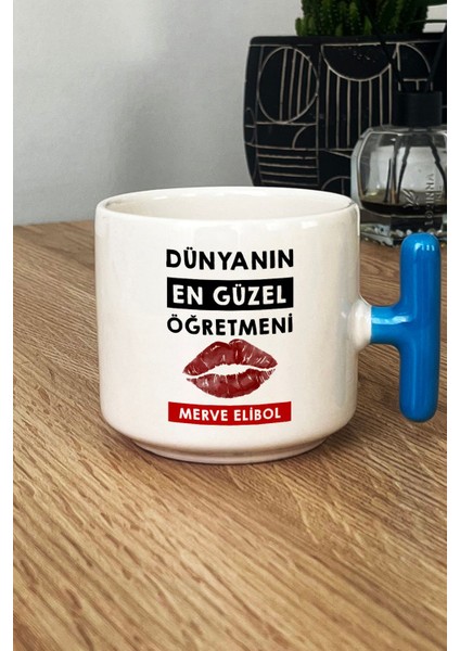Kişiye Özel Dünyanın En Güzel Öğretmeni Kupa Bardak T Kulplu Mavi Öğretmenler Günü Hediyesi fiyatları