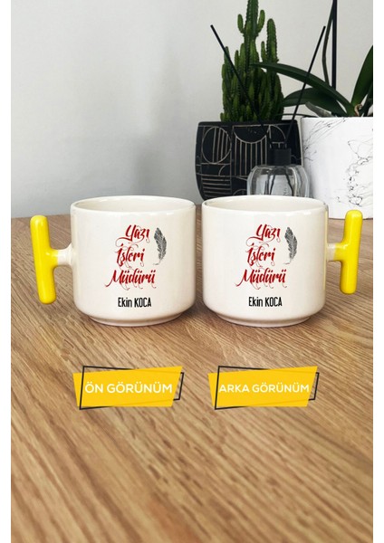 Kişiye Özel Yazı Işleri Müdürü Kupa Bardak T Kulplu Sarı modelleri