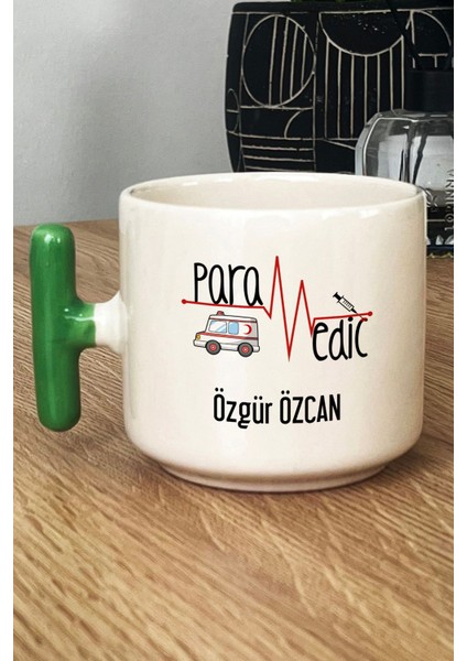 Kişiye Özel Paramedik Kupa Bardak T Kulplu Yeşil Isme Özel Tıp Bayramı Hediyeleri