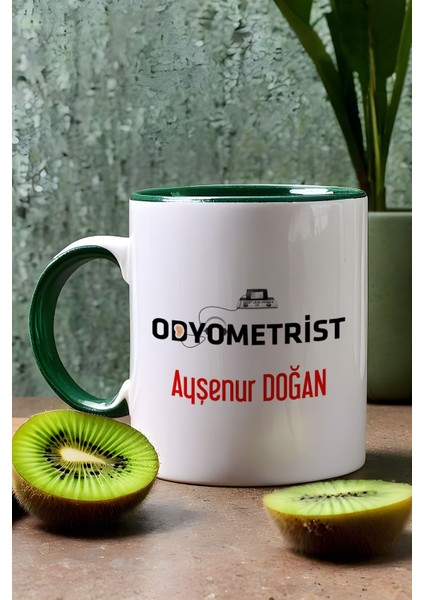 Kişiye Özel Odyometrist Kupa Bardak Yeşil Isme Özel Tıp Bayramı Hediyeleri
