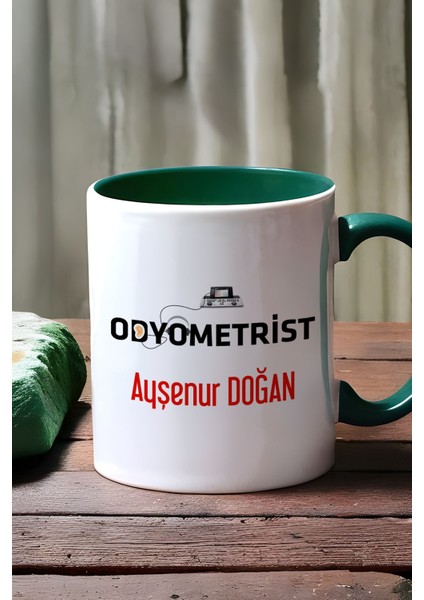 Kişiye Özel Odyometrist Kupa Bardak Yeşil Isme Özel Tıp Bayramı Hediyeleri