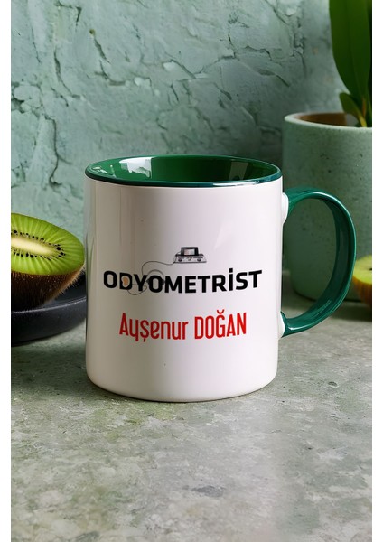Kişiye Özel Odyometrist Kupa Bardak Yeşil Isme Özel Tıp Bayramı Hediyeleri