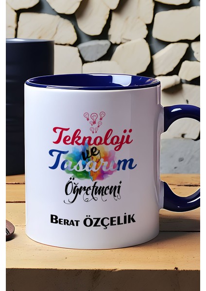 Kişiye Özel Teknoloji ve Tasarım Öğretmeni Kupa Bardak Lacivert fiyatları