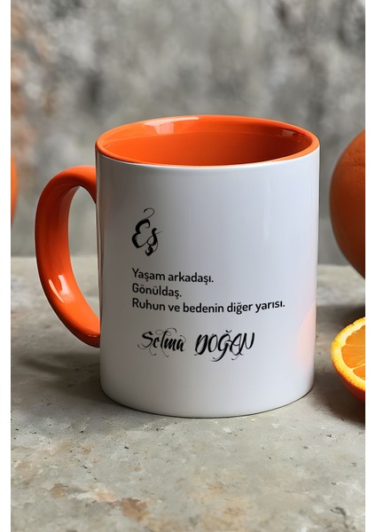 Kişiye Özel Eş Kupa Bardak Turuncu Yıldönümü Hediyesi fiyatları