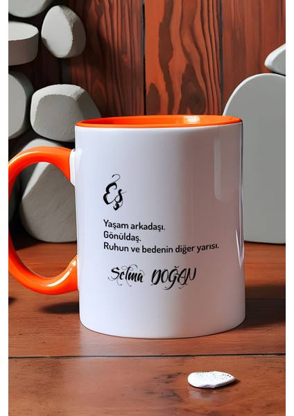 Kişiye Özel Eş Kupa Bardak Turuncu Yıldönümü Hediyesi indirimleri