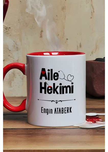 Kişiye Özel Aile Hekimi Doktor Kupa Bardak Kırmızı Tıp Bayramı Hediyesi