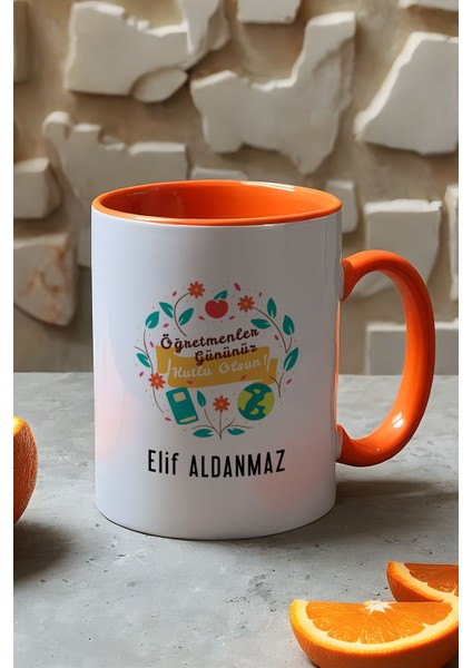 Kişiye Özel Öğretmenler Günü Hediyesi Kupa Bardak Turuncu