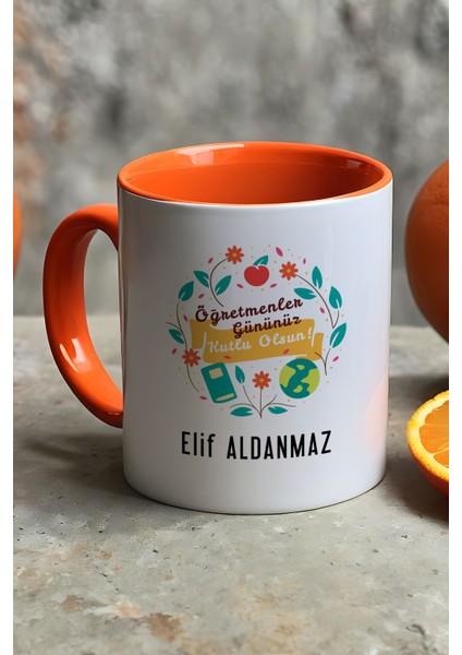 Kişiye Özel Öğretmenler Günü Hediyesi Kupa Bardak Turuncu fiyatları