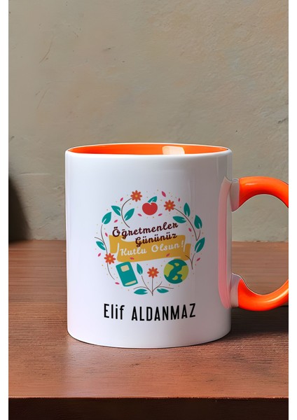 Kişiye Özel Öğretmenler Günü Hediyesi Kupa Bardak Turuncu modelleri