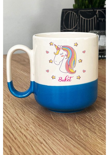 Kişiye Özel Unicorn Pro Kupa Bardak Mavi Kız Çocuğa Doğum Günü Hediyesi