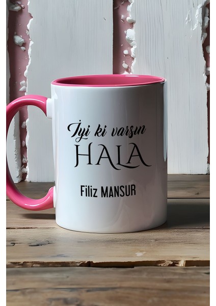 Kişiye Özel Iyi Ki Varsın Hala Kupa Bardak Pembe Doğum Günü Hediyesi fiyatları