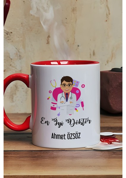 Kişiye Özel En Iyi Doktor Kupa Bardak Kırmızı Tıp Bayramı Hediyesi