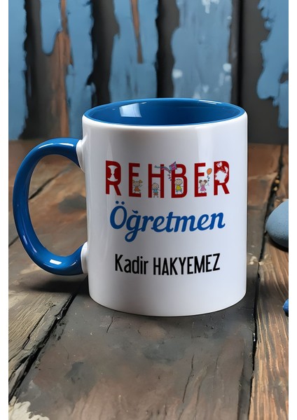 Kişiye Özel Rehber Öğretmen Kupa Bardak Mavi Öğretmenler Günü Hediyesi