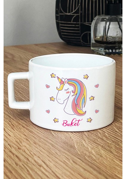 Kişiye Özel Unicorn Lüks Fincan Beyaz Kız Çocuğa Doğum Günü Hediyesi