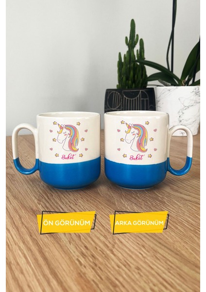 Kişiye Özel Unicorn Pro Kupa Bardak Mavi Kız Çocuğa Doğum Günü Hediyesi modelleri