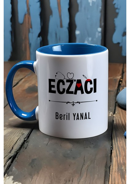 Kişiye Özel Eczacı Kupa Bardak Mavi Tıp Bayramı Hediyesi