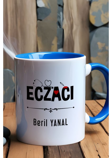 Kişiye Özel Eczacı Kupa Bardak Mavi Tıp Bayramı Hediyesi