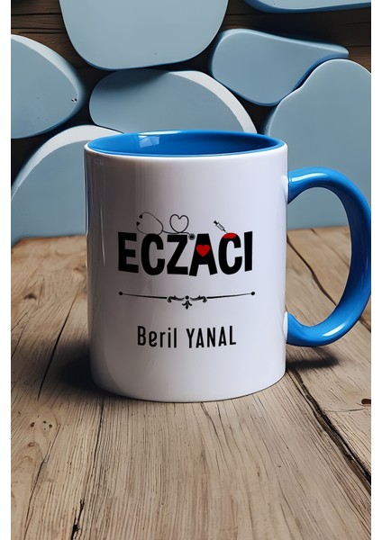 Kişiye Özel Eczacı Kupa Bardak Mavi Tıp Bayramı Hediyesi