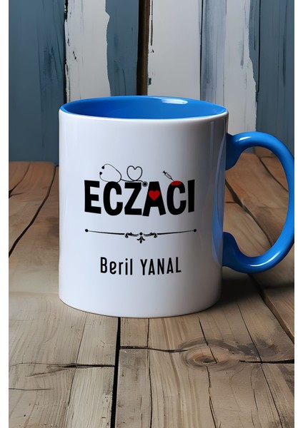 Kişiye Özel Eczacı Kupa Bardak Mavi Tıp Bayramı Hediyesi