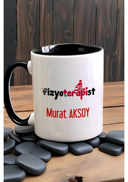 Kişiye Özel Fizyoterapist Kupa Bardak Siyah Isme Özel Tıp Bayramı Hediyeleri