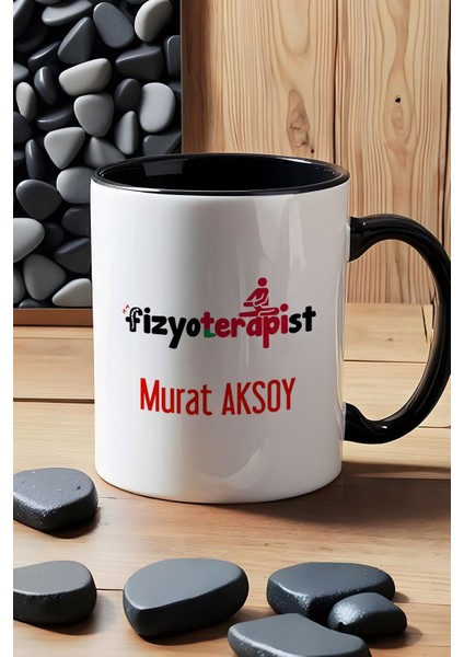 Kişiye Özel Fizyoterapist Kupa Bardak Siyah Isme Özel Tıp Bayramı Hediyeleri