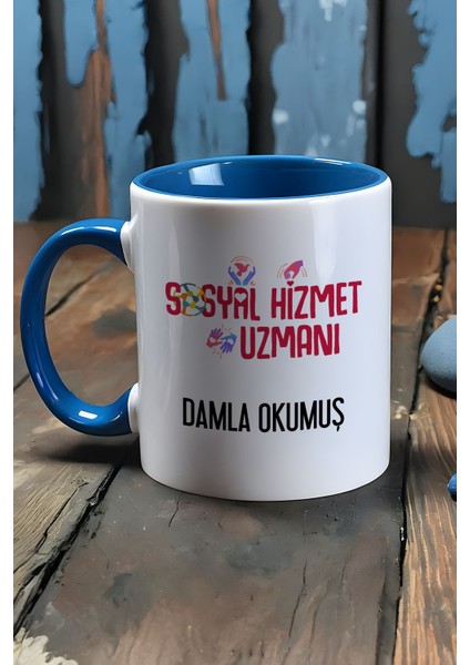 Kişiye Özel Sosyal Hizmet Uzmanı Kupa Bardak Mavi
