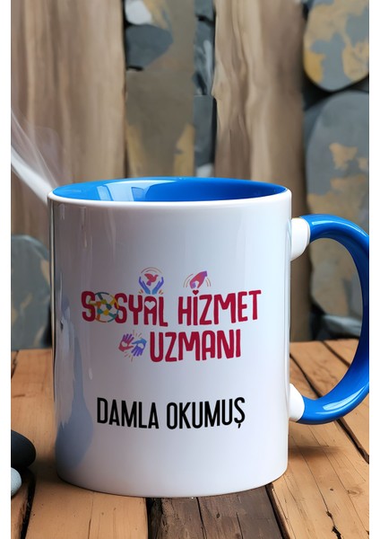 Kişiye Özel Sosyal Hizmet Uzmanı Kupa Bardak Mavi