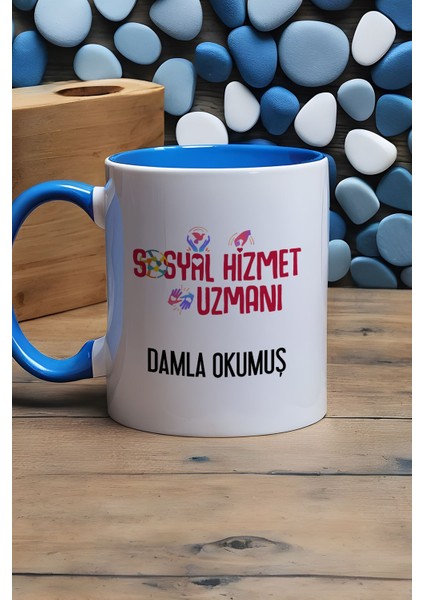 Kişiye Özel Sosyal Hizmet Uzmanı Kupa Bardak Mavi