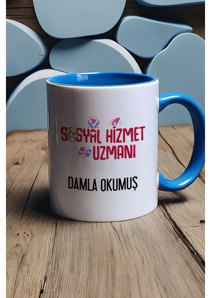 Kişiye Özel Sosyal Hizmet Uzmanı Kupa Bardak Mavi