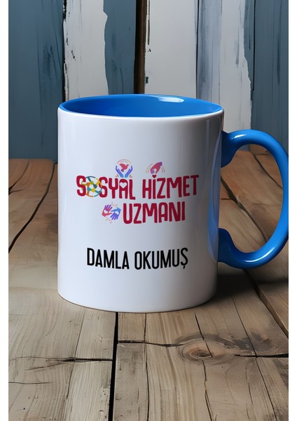 Kişiye Özel Sosyal Hizmet Uzmanı Kupa Bardak Mavi
