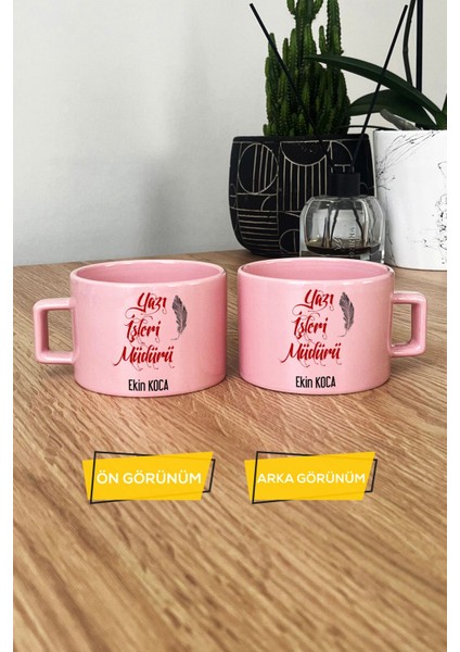 Kişiye Özel Yazı Işleri Müdürü Pastel Fincan Pembe modelleri