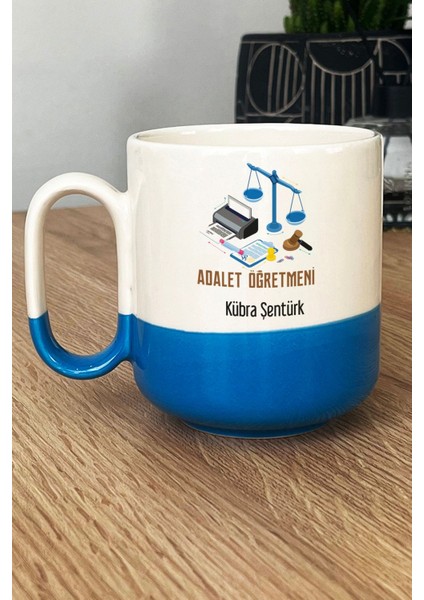 Kişiye Özel Adalet Öğretmeni Pro Kupa Bardak Mavi Öğretmenler Günü Hediyesi