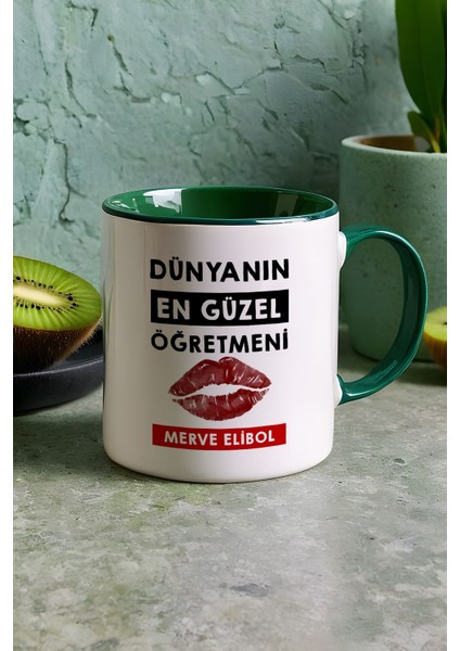 Kişiye Özel Dünyanın En Güzel Öğretmeni Kupa Bardak Yeşil Öğretmenler Günü Hediyesi indirimleri