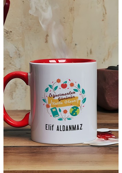 Kişiye Özel Öğretmenler Günü Hediyesi Kupa Bardak Kırmızı