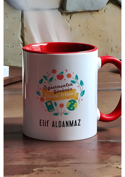 Kişiye Özel Öğretmenler Günü Hediyesi Kupa Bardak Kırmızı modelleri
